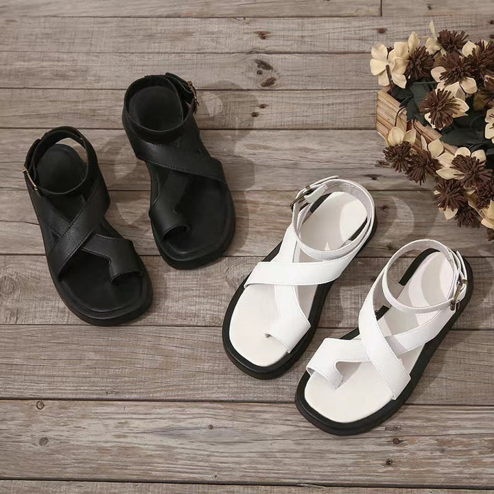 Caroline | Women's Platform Flat Buckle Sandals