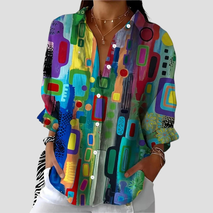 Marjorie™ | Elegant Blouse with Geometric Pattern