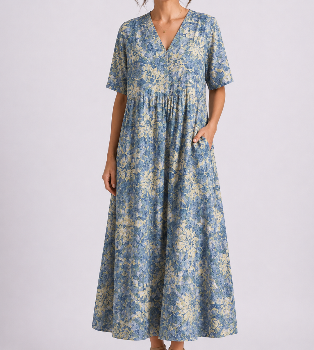 Tempest | Women's Floral V-Neck Short Sleeve Midi Dress
