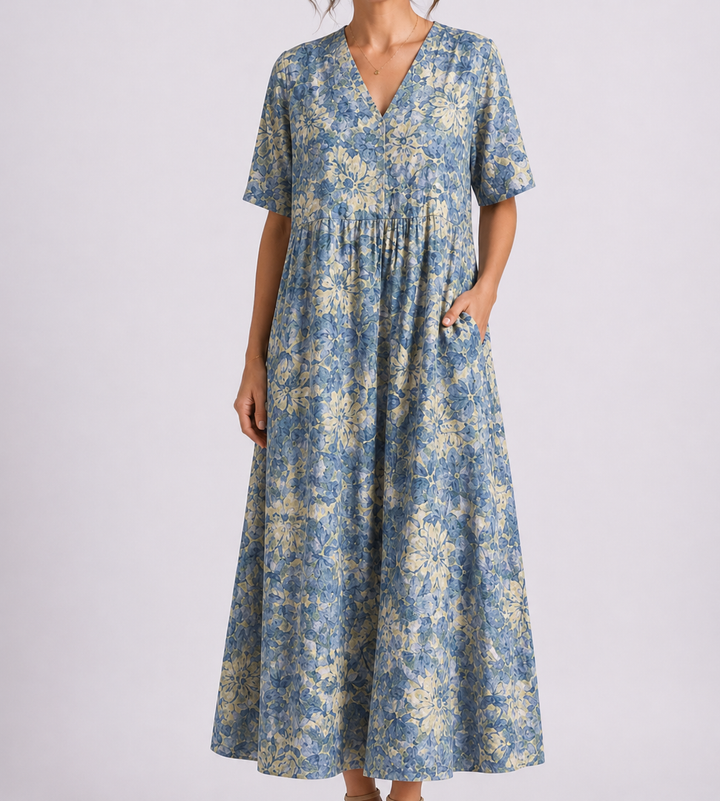 Tempest | Women's Floral V-Neck Short Sleeve Midi Dress