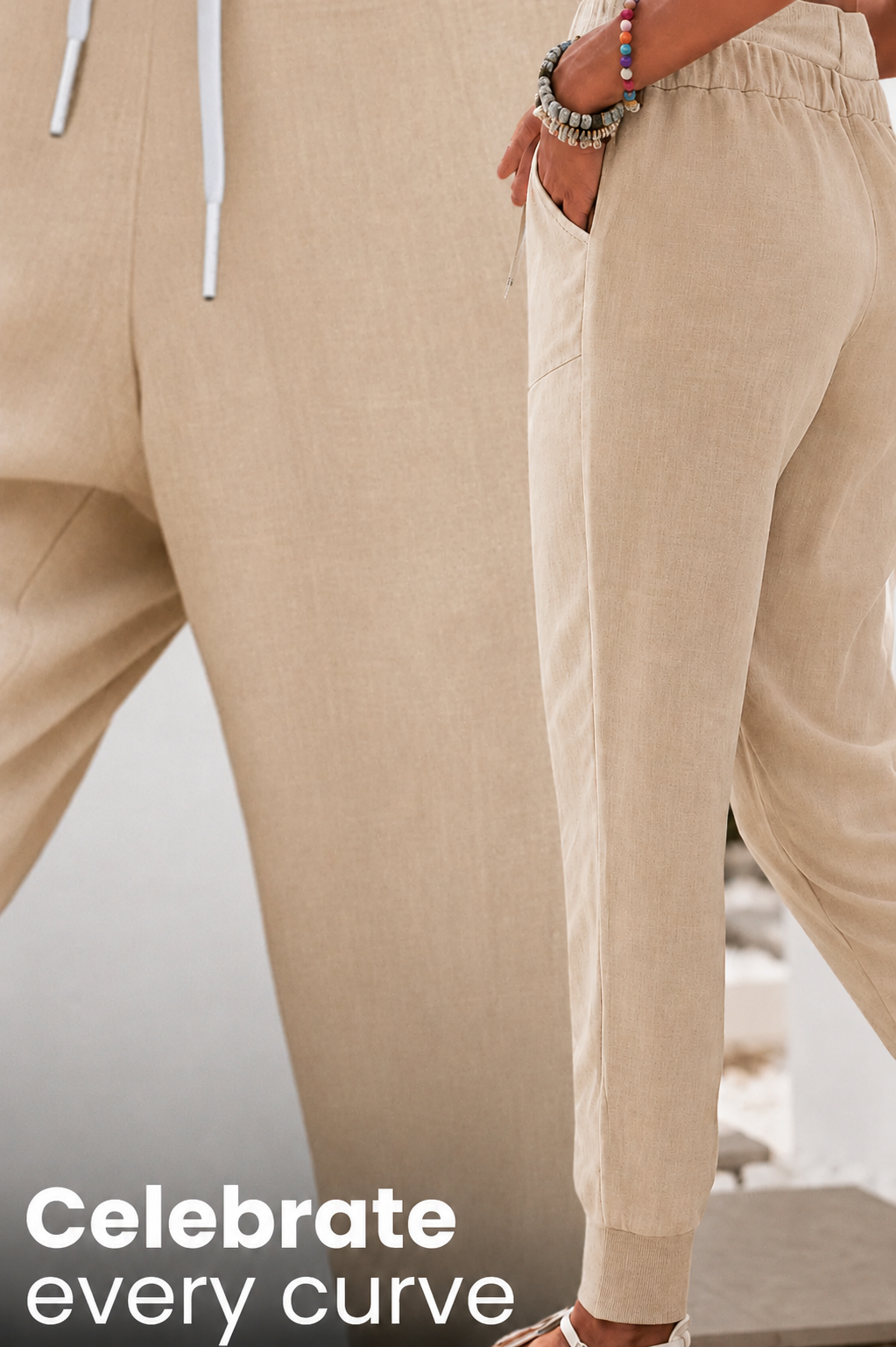 Tara | Women's Drawstring Jogger Pants with Elastic Ankle Cuffs