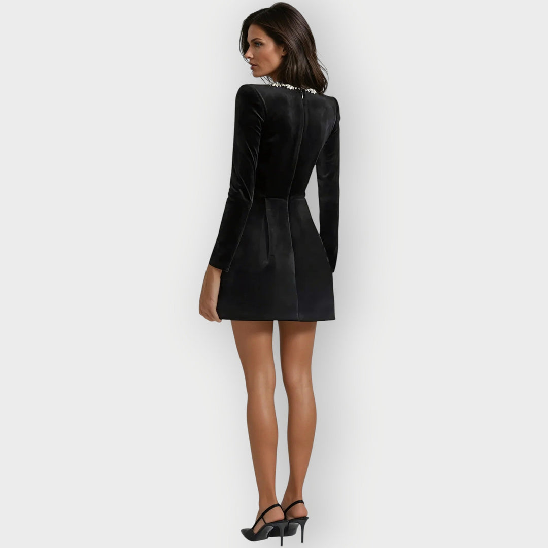 Carolyn™ | Velvet Square-Neck Mini Dress