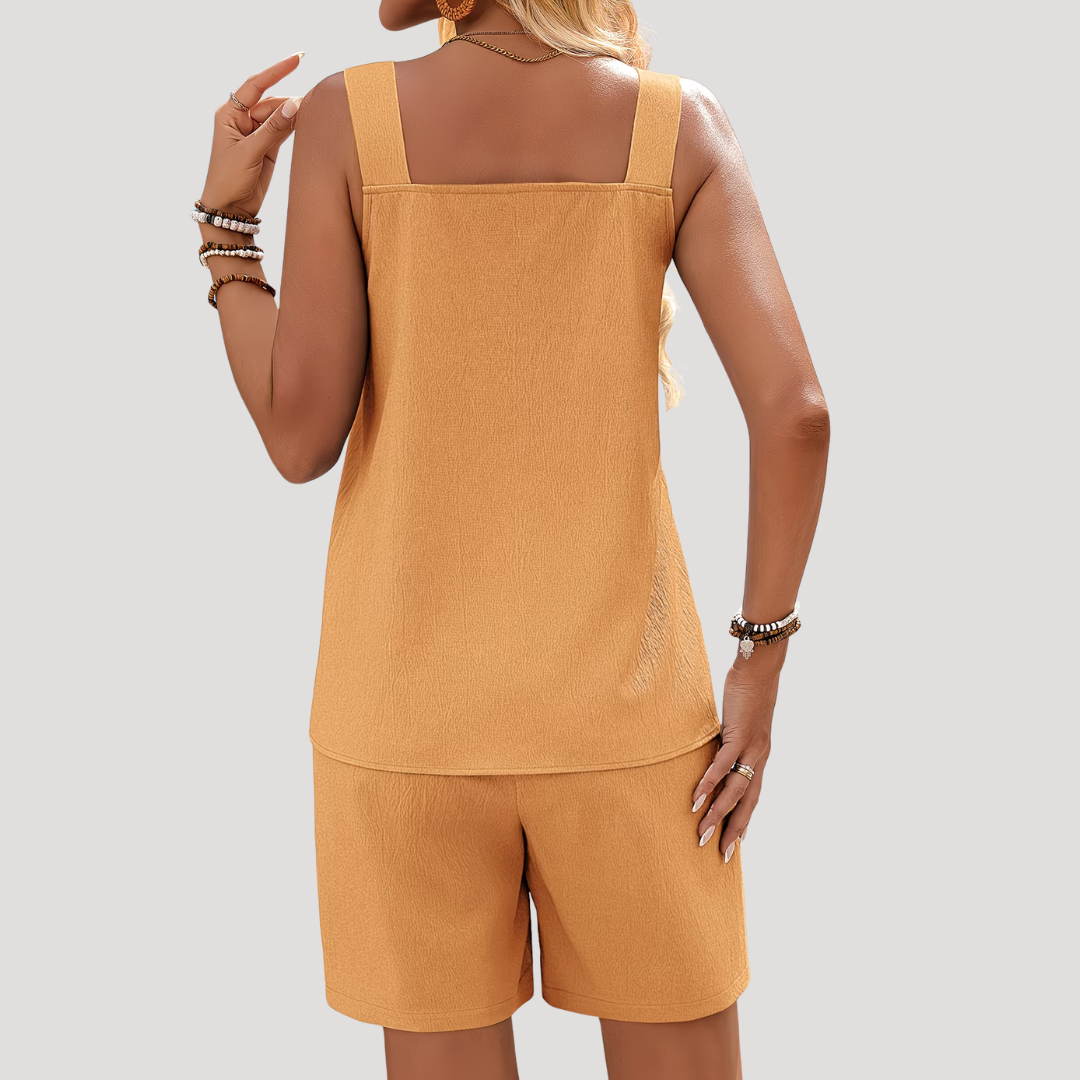 Adriana | Women's Ring Detail Two Piece Shorts Set - Pink - Image 18