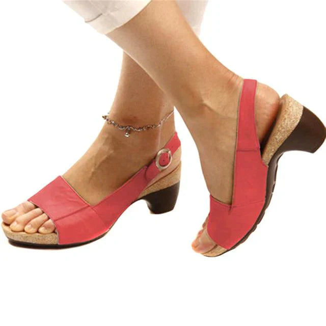 Adrianna | Women's Block Heel Slingback Sandals - Grey - Image 5
