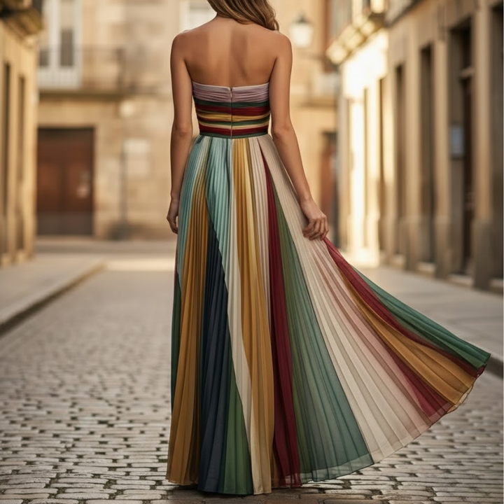 Adrienne | Women's Strapless Pleated Maxi Dress - Image 2