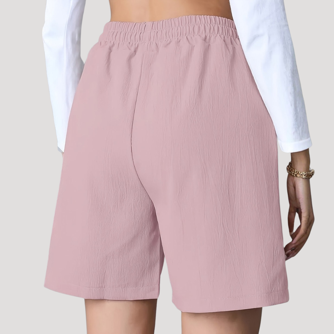 Allegra | Women's Drawstring Wide Leg Relaxed Shorts - Pink - Image 2