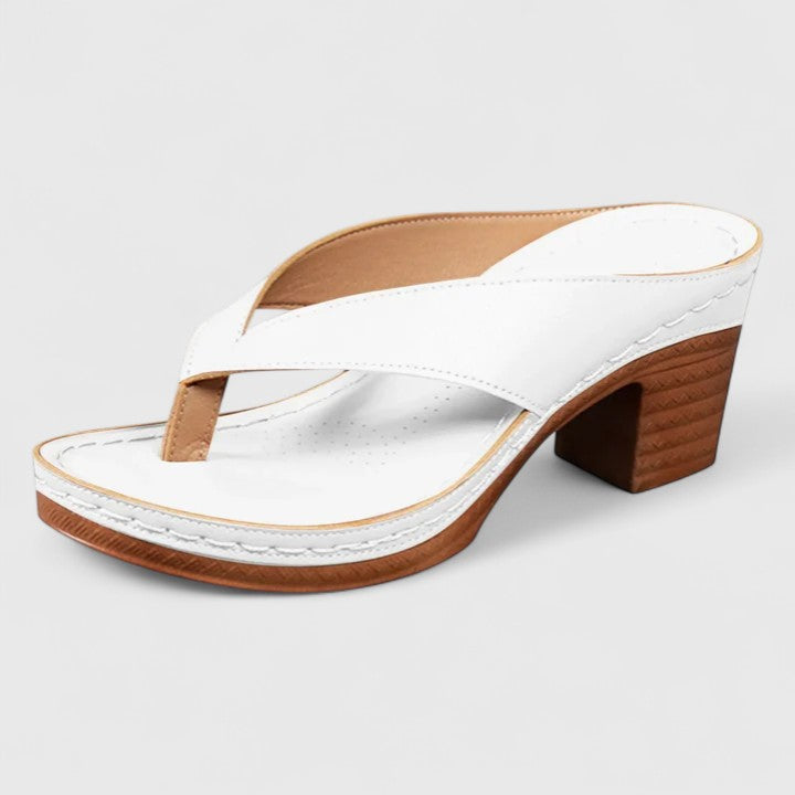 Anastasia | Women's Thong Block Heel Sandals - Black - Image 5