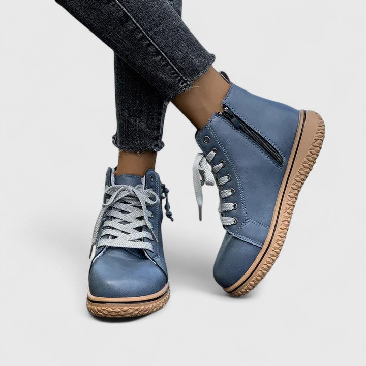 Beatrice | Women's Lace Up Blue Ankle Boots - Blue - Image 4