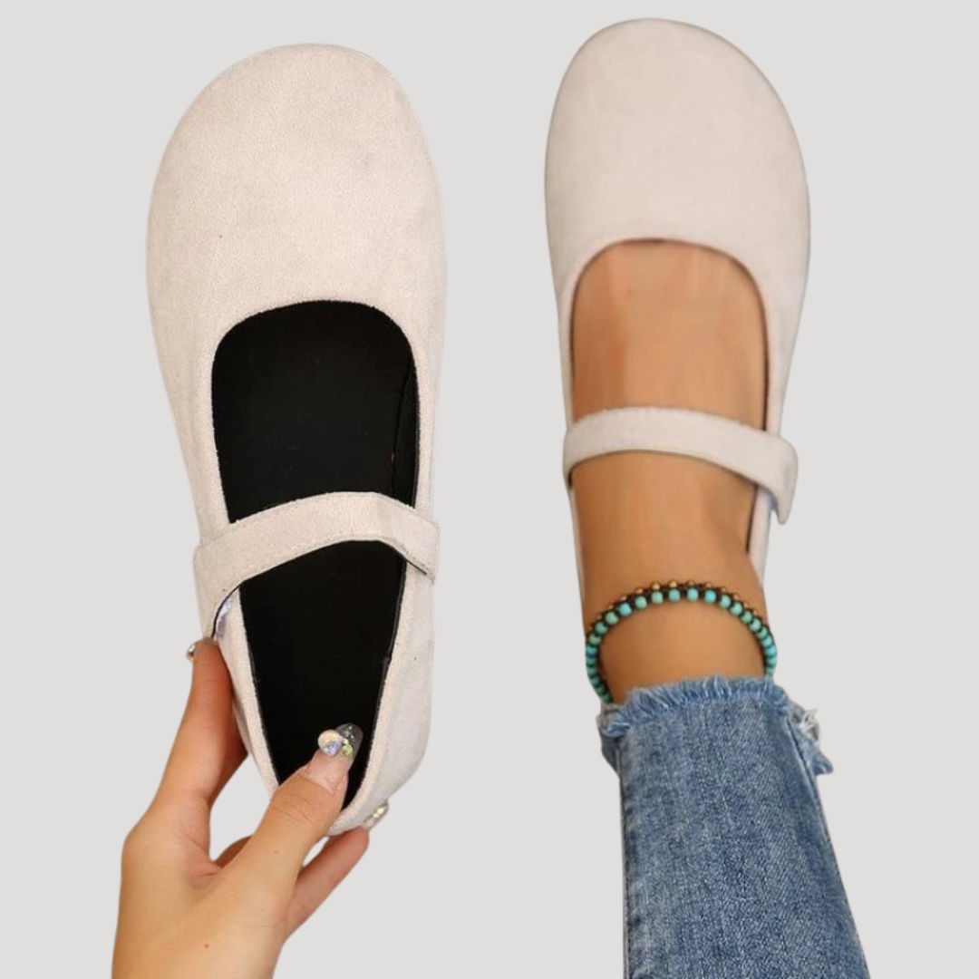 Beatrix | Women's Classic Mary Jane Flat Shoes - Beige - Image 1