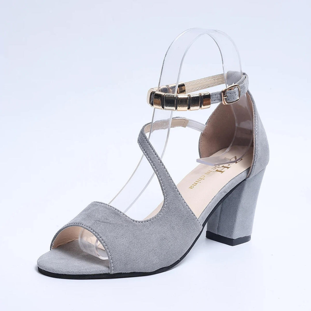 Camille | Women's Ankle Strap Block Heel Sandals - Beige - Image 12