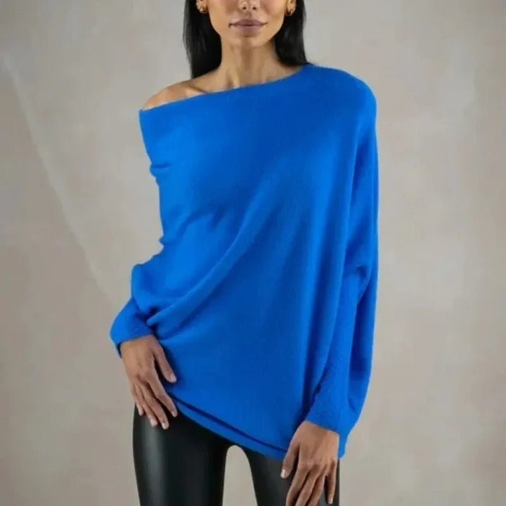 Celestina | Women's Off Shoulder Long Sleeve Sweater - Light Grey - Image 13