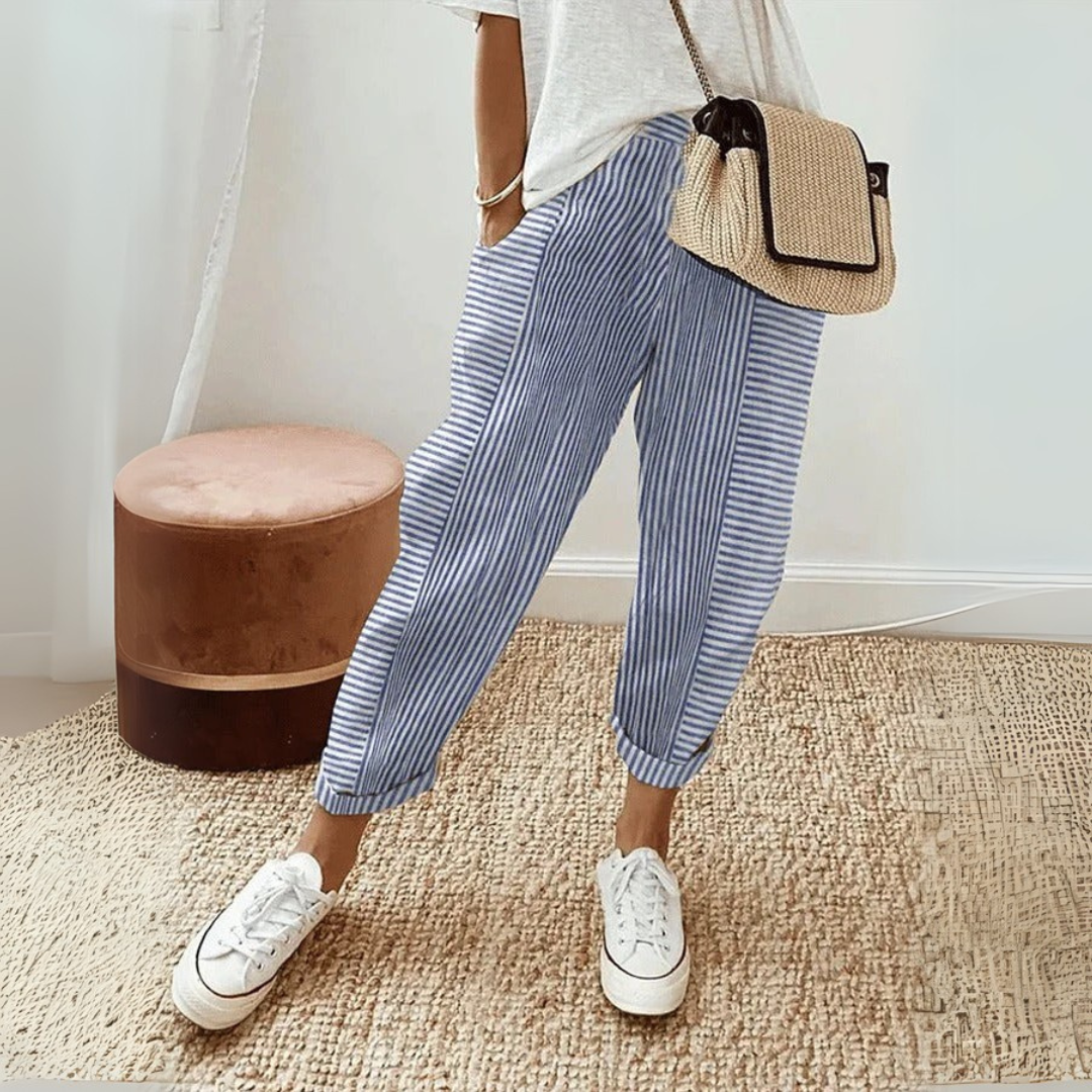 Clementina | Women's Striped Wide Leg Pants - Striped - Image 5