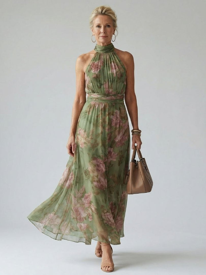 Colette | Women's Floral Halter Midi Dress - Floral - Image 1