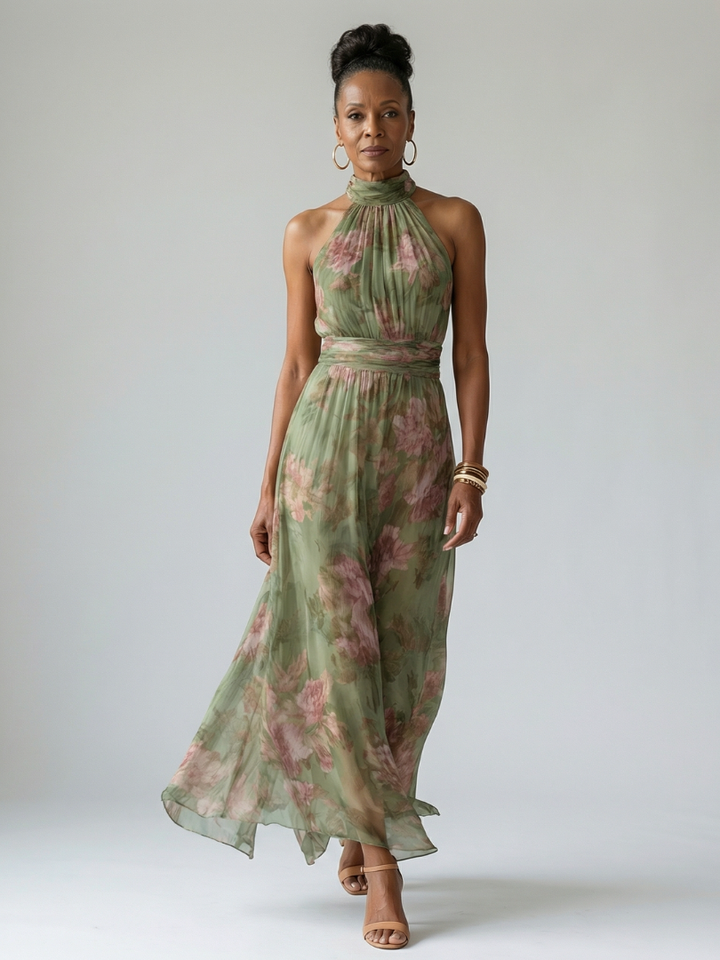 Colette | Women's Floral Halter Midi Dress - Floral - Image 5