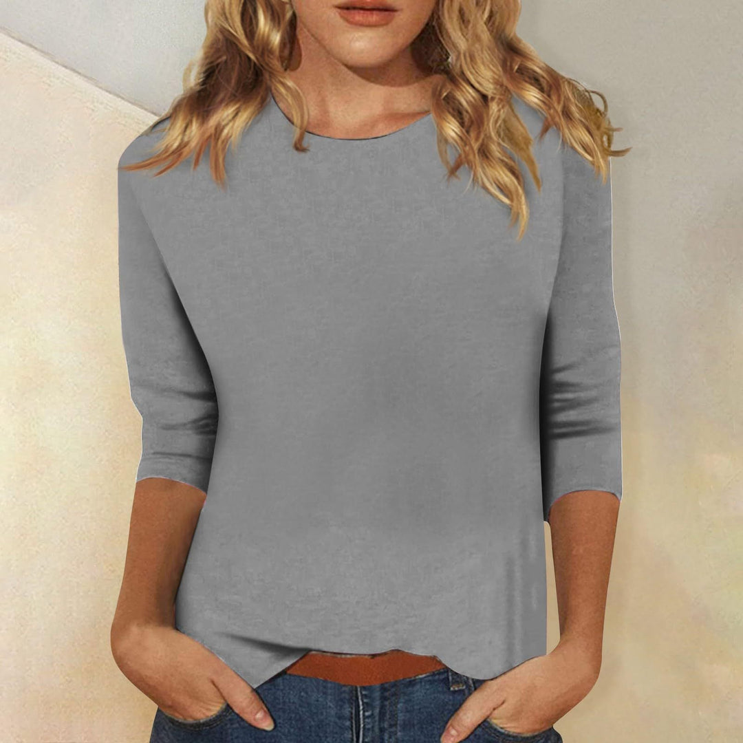 Corinna | Women's Crew Neck 3/4 Sleeve Solid Top - Image 8
