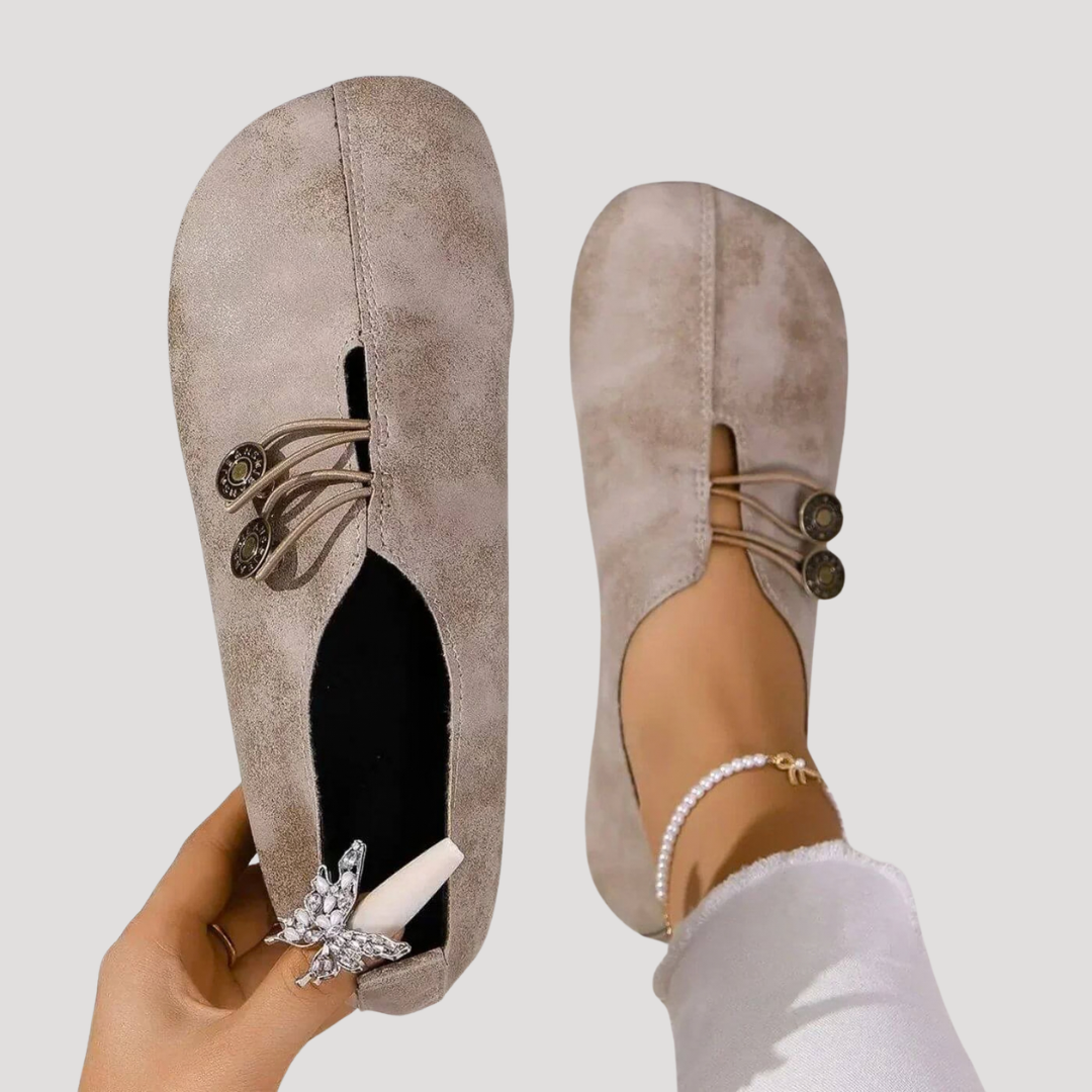 Daphne | Women's Button Strap Slip-On Flats - Black - Image 2