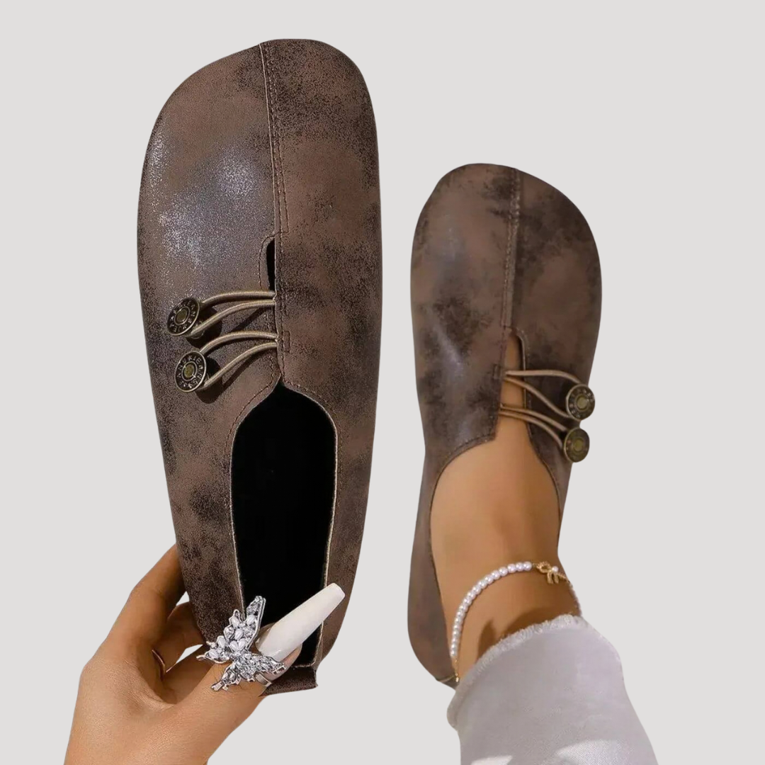Daphne | Women's Button Strap Slip-On Flats - Black - Image 4