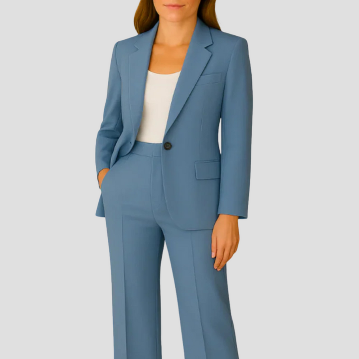 Darienne | Women's Tailored Blazer Pantsuit 2 Piece Set - Beige - Image 5
