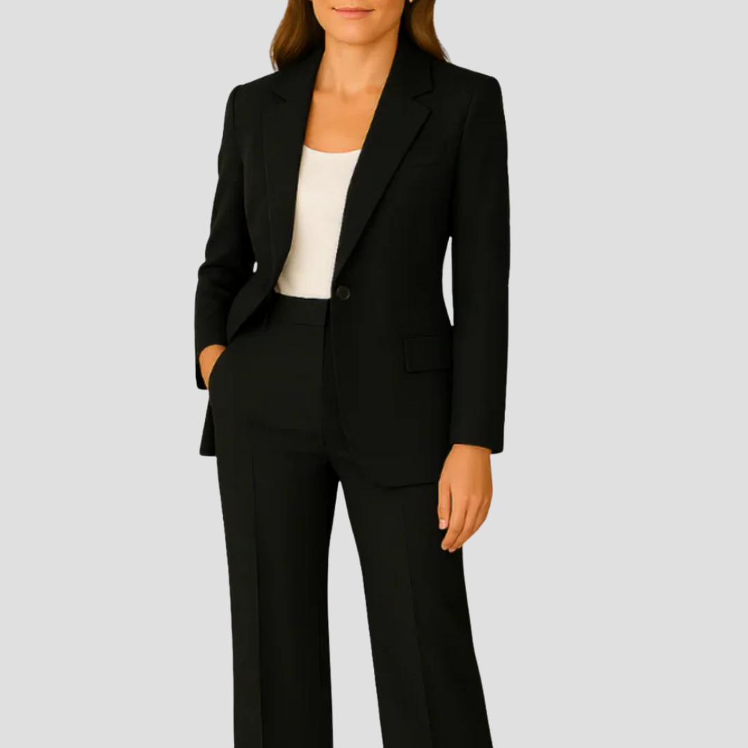 Darienne | Women's Tailored Blazer Pantsuit 2 Piece Set - Beige - Image 6