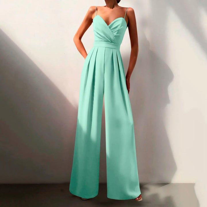 Elodie | Women's Sweetheart Neck Wide Leg Jumpsuit - Black - Image 3