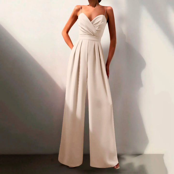 Elodie | Women's Sweetheart Neck Wide Leg Jumpsuit - Black - Image 5