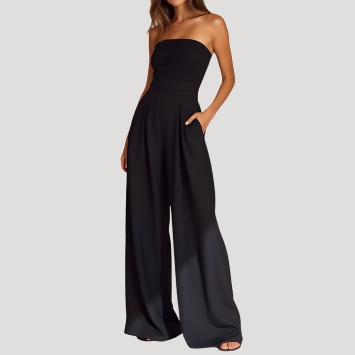 Elowyn | Women's Strapless Wide Leg Jumpsuit - Navy - Image 3