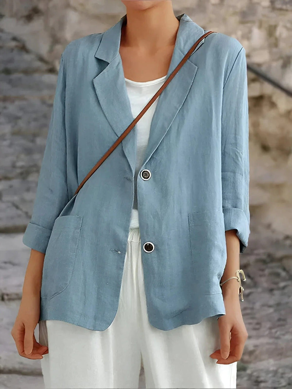 Estelle | Women's Double Breasted Tailored Blazer - Yellow - Image 2
