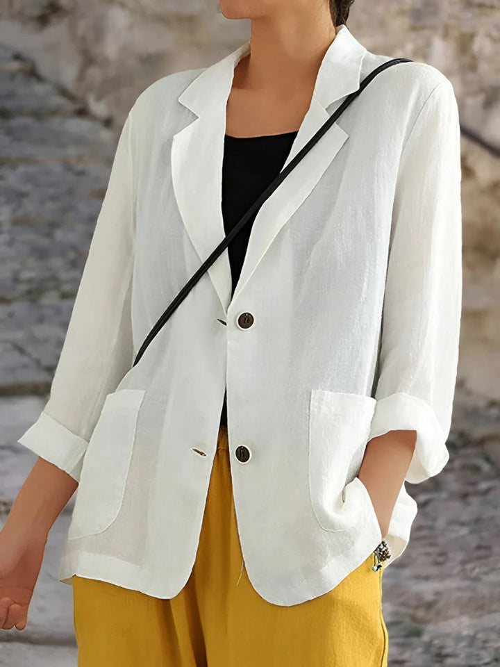 Estelle | Women's Double Breasted Tailored Blazer - Yellow - Image 3