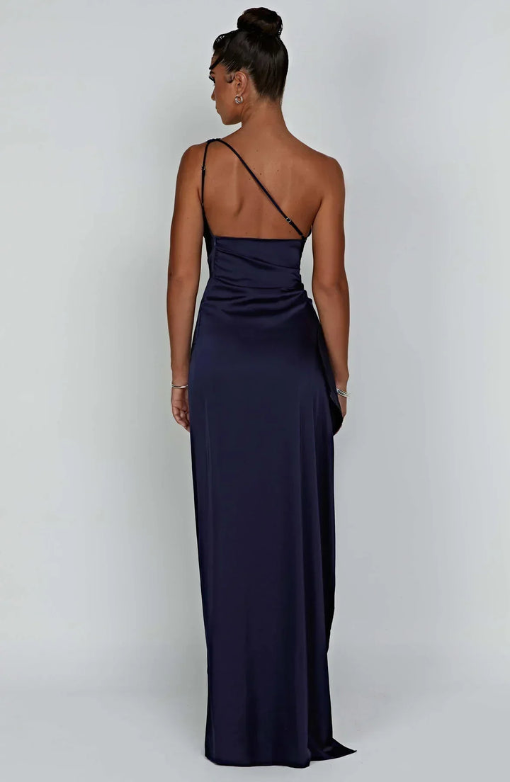 Fallon | Women's One Shoulder Ruched Maxi Dress - Red - Image 21