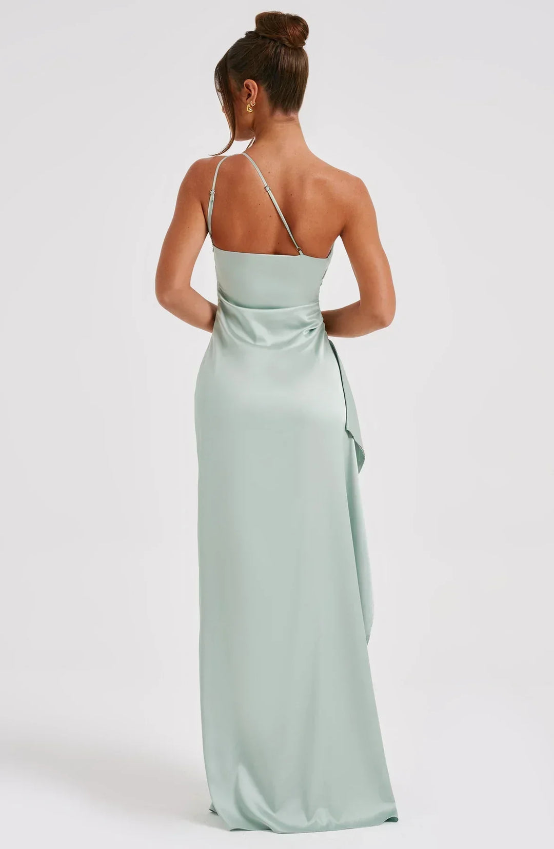 Fallon | Women's One Shoulder Ruched Maxi Dress - Red - Image 49