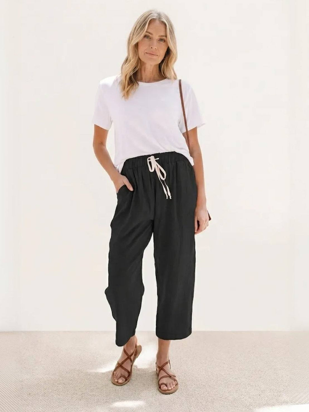 Felicity | Women's Drawstring Casual Pants - Beige - Image 17