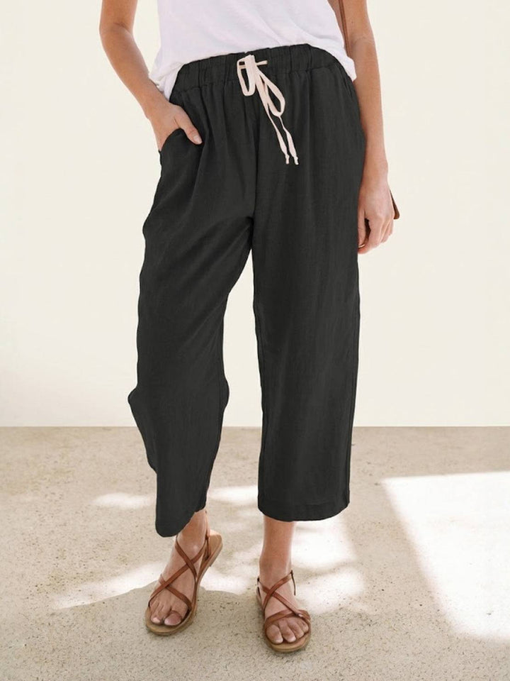 Felicity | Women's Drawstring Casual Pants - Beige - Image 8