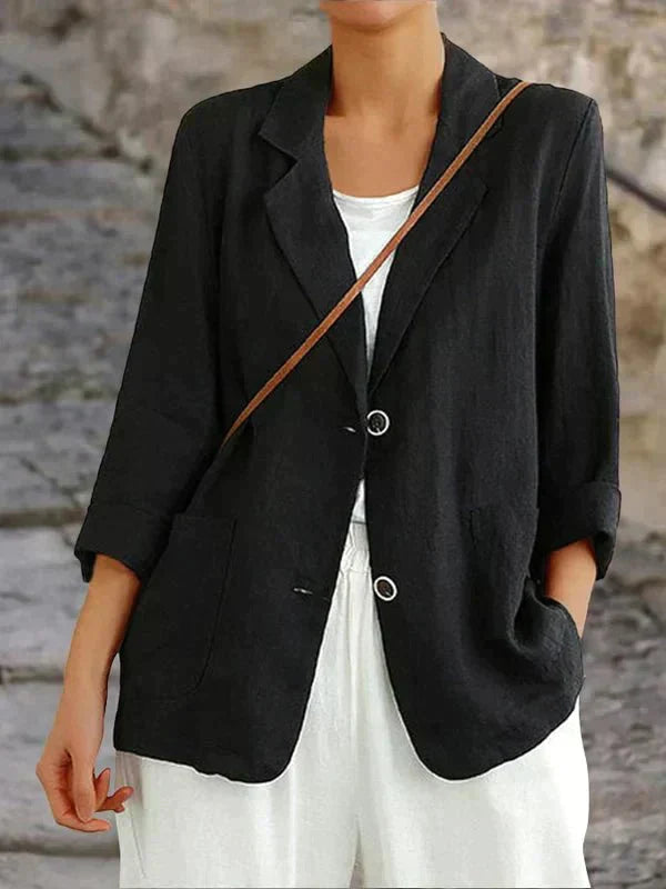 Felicity | Women's Relaxed Two Button Blazer - Black - Image 2