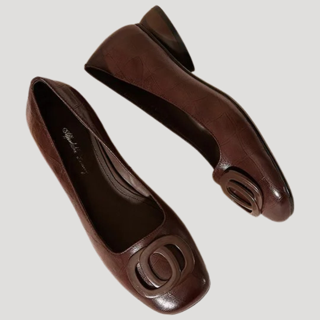 Imogen | Women's Square Toe Slip On Flat Shoes - Black - Image 3