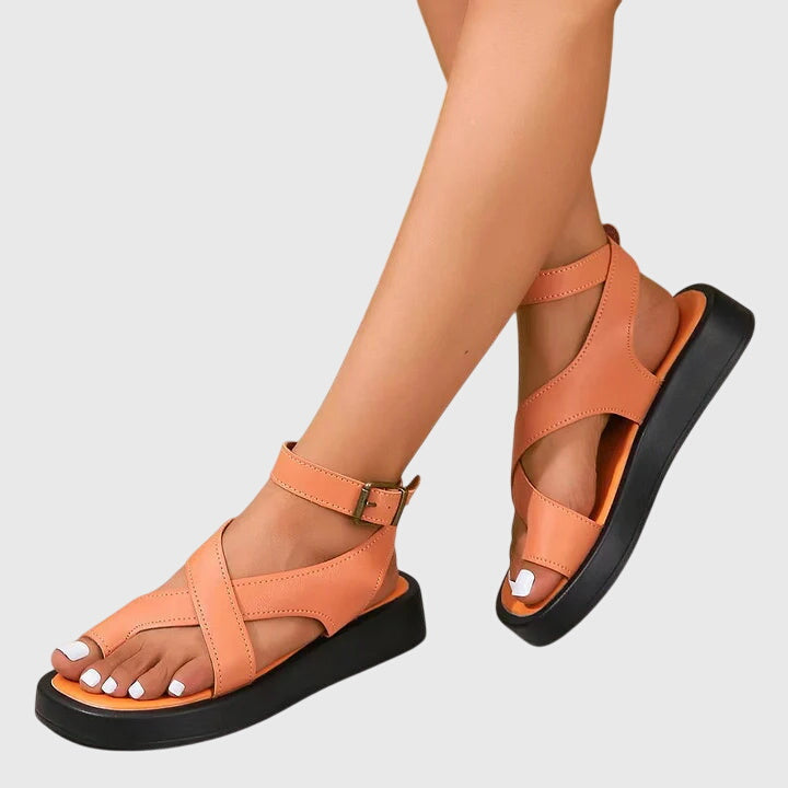 Imogen | Women's Strappy Gladiator Platform Sandals - Orange - Image 1