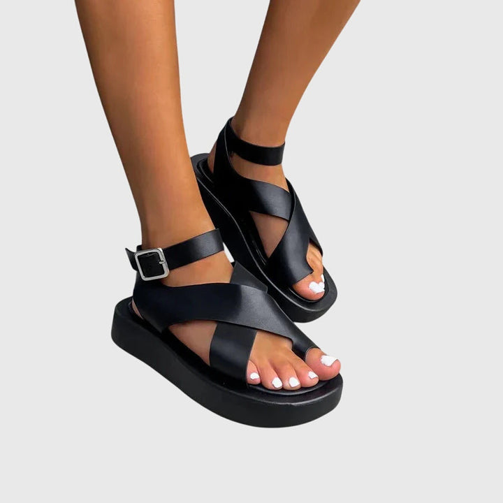 Imogen | Women's Strappy Gladiator Platform Sandals - Orange - Image 6