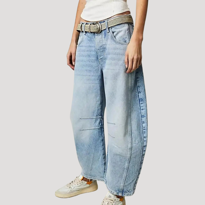 Isadora | Women's Leopard Print Barrel Leg Wide Jeans - Brown - Image 11