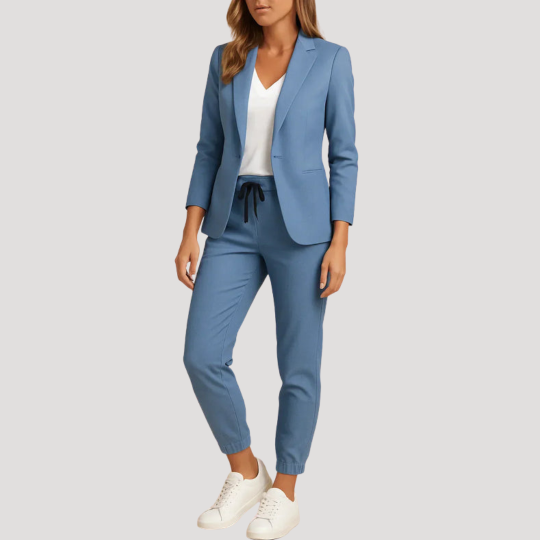 Julianna | Women's Tailored Blazer Trouser Set - Light Blue - Image 1