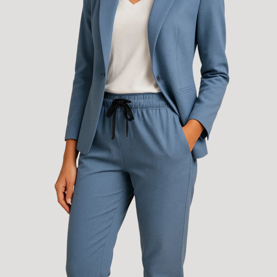 Julianna | Women's Tailored Blazer Trouser Set - Light Blue - Image 3