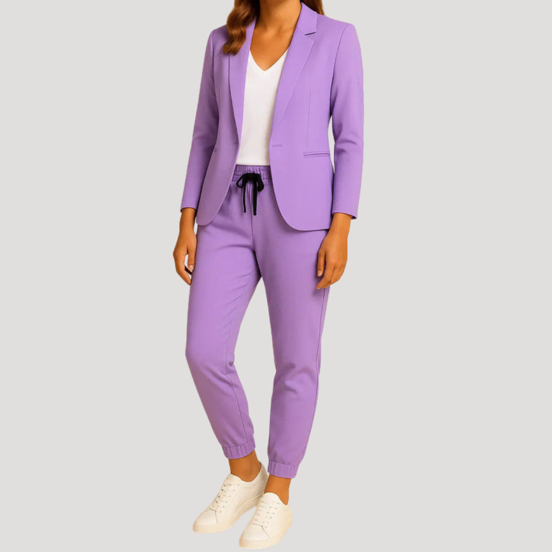 Julianna | Women's Tailored Blazer Trouser Set - Light Blue - Image 4