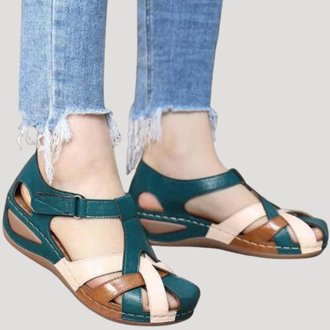 Juniper | Women's Closed Toe Woven Strap Sandals - Burgundy - Image 2