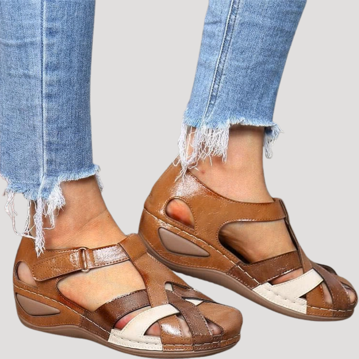 Juniper | Women's Closed Toe Woven Strap Sandals - Burgundy - Image 4