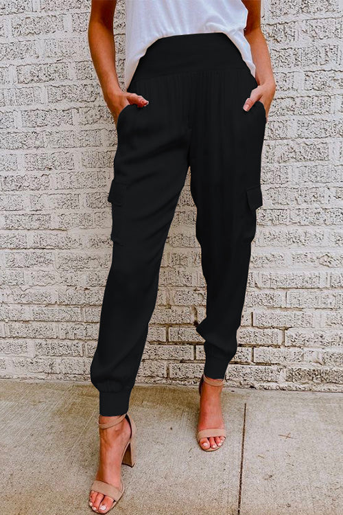 Kaia | Women's High Waist Cargo Jogger Pants - Champagne - Image 3