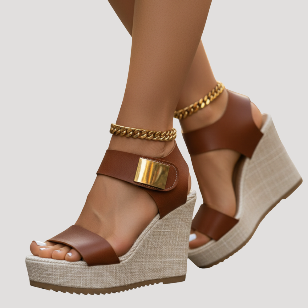 Lavinia | Women's Platform Wedge Ankle Strap Sandals - Black - Image 5