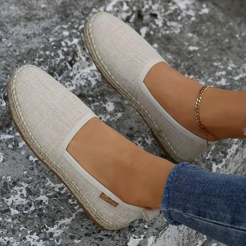 Lilia | Women's Slip On Espadrille Flats - Beige - Image 1