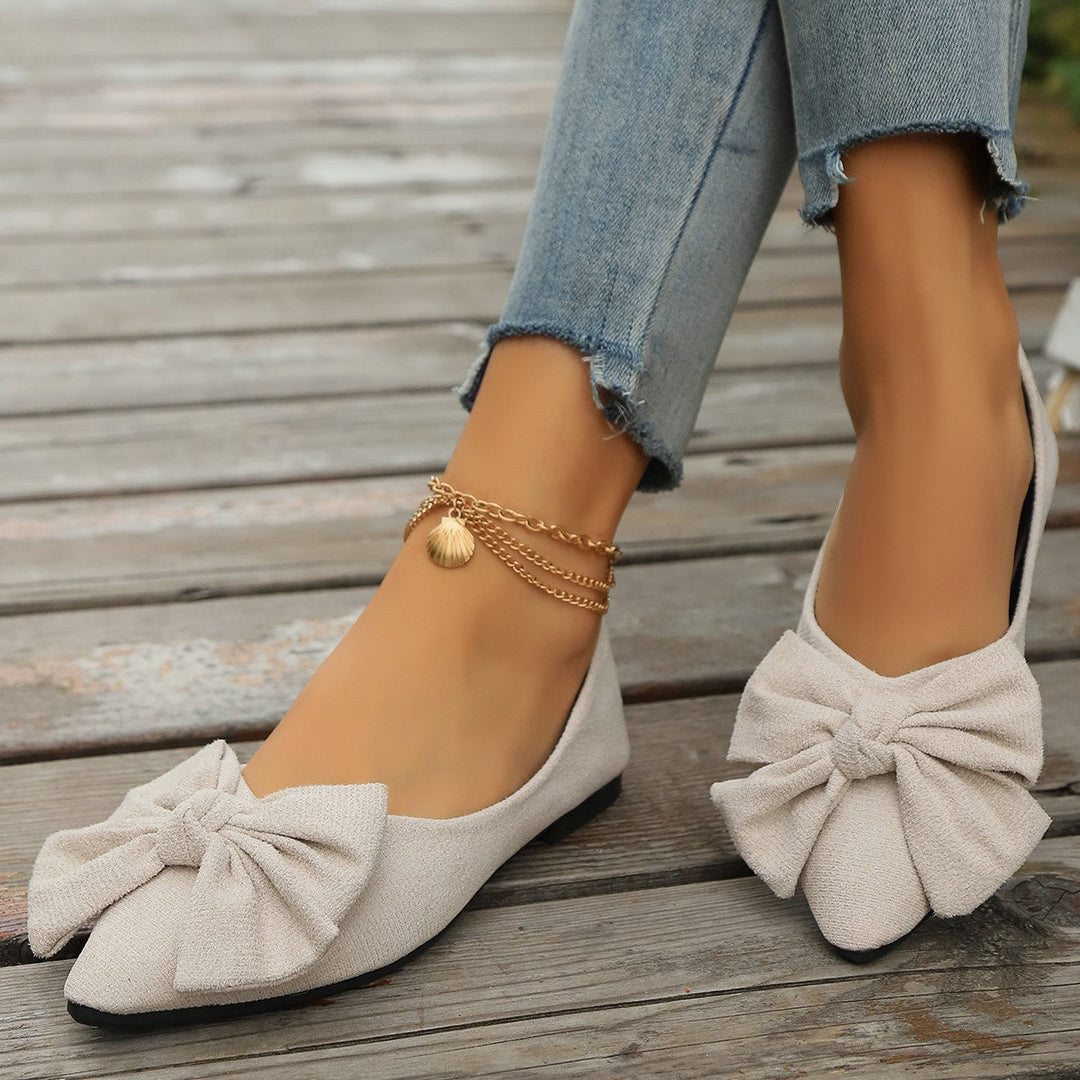 Lucinda | Women's Bow Detail Ballet Flats - Orange - Image 3