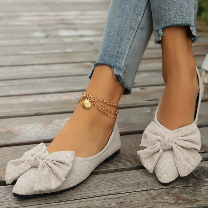 Lucinda | Women's Bow Detail Ballet Flats - Orange - Image 3