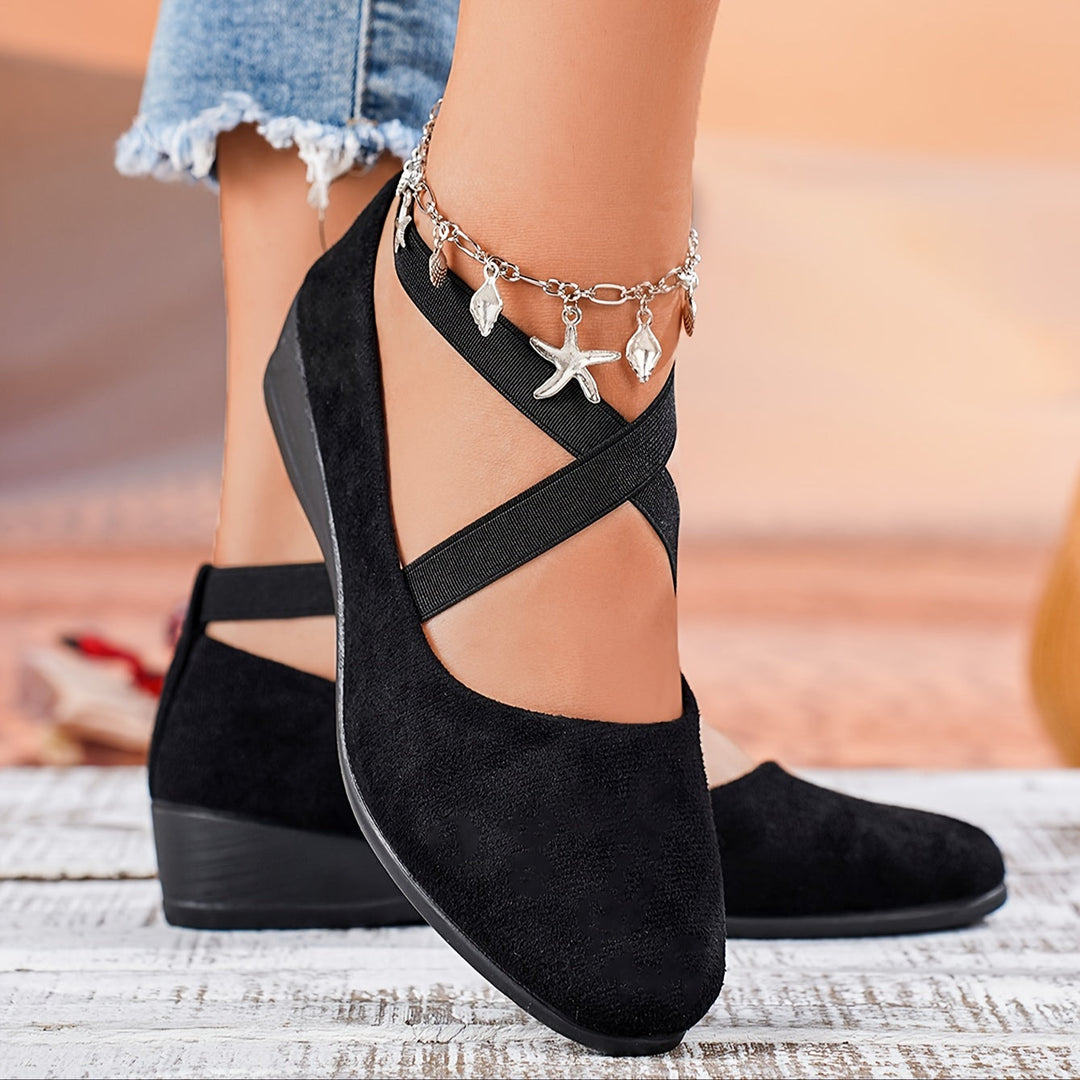 Luelle | Women's Crossover Strap Low Wedge Shoes - Image 4