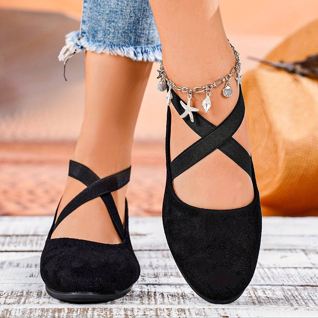 Luelle | Women's Crossover Strap Low Wedge Shoes - Image 5