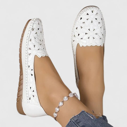 Lydia | Women's Perforated Slip On Flats - Image 2